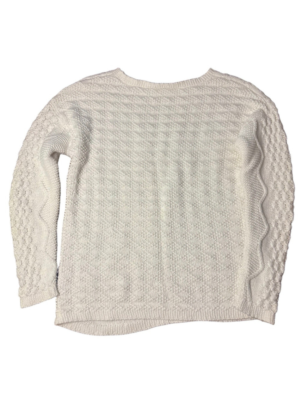 Talbots Ivory Cable Knit Sweater Women’s M 100% Cotton Crewneck Long Sleeve - Picture 3 of 7